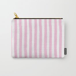 Pink and White Cabana Stripes Palm Beach Preppy Carry-All Pouch