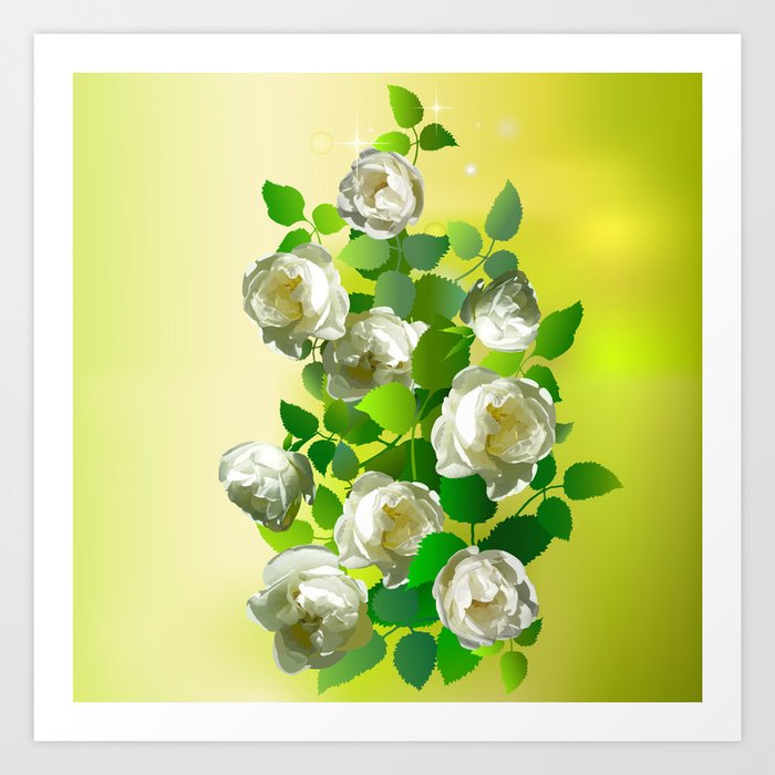 Realistic White Roses Flowers Plants Realism Painting Floral