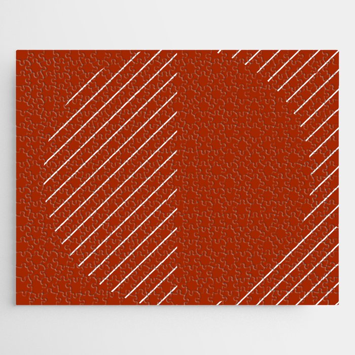 Stripes Circles Squares Mid-Century Checkerboard Red White Jigsaw Puzzle