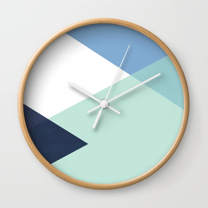 Geometrics - seafoam & blue concrete Wall Clock