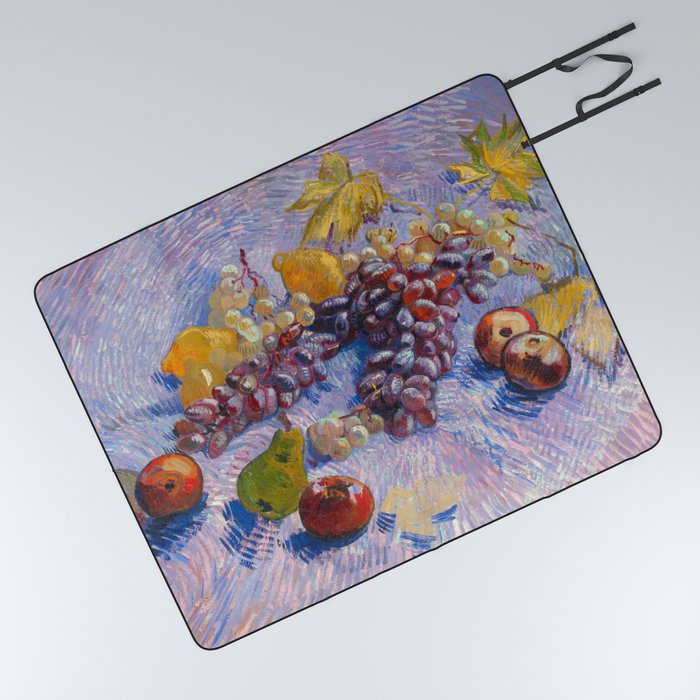 Vincent van Gogh "Still Life with grapes, apples, lemons and pear" Picnic Blanket