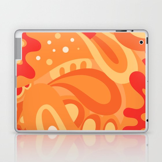So Trippy Retro Psychedelic Abstract Pattern 2 in Orange Tangerine Tones Laptop & iPad Skin