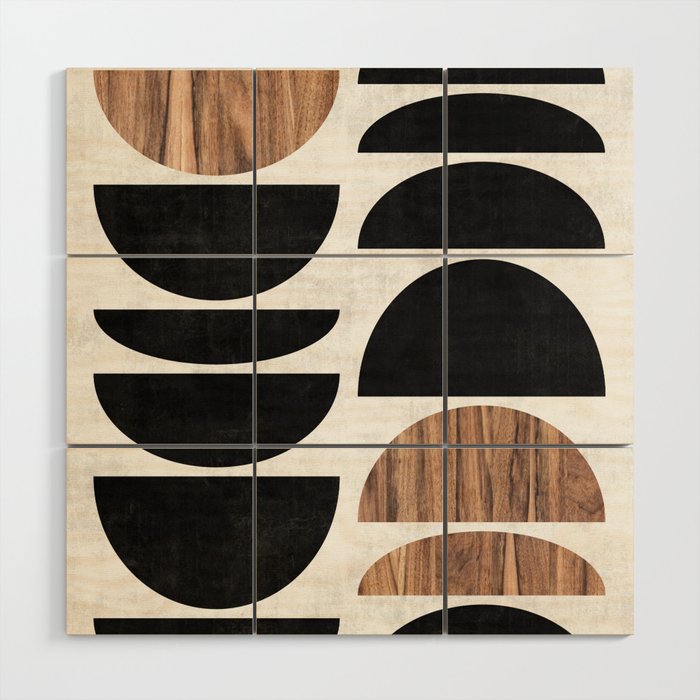 Mid-Century Modern Pattern No.7 - Concrete and Wood Wood Wall Art