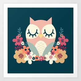 Floral Owl / Cute Animal Art Print
