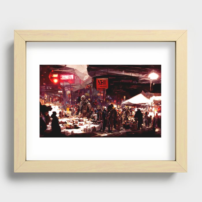 Post-Apocalyptic street market Recessed Framed Print