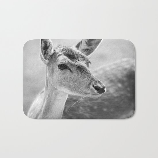 Deer black and white Photography Bath Mat