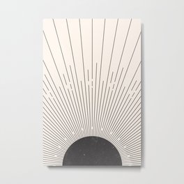 Mid Century Black Sun - Sunrise Boho Decor Metal Print