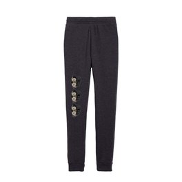 Skulls + Flowers Horror Gothic Black Beige Kids Joggers