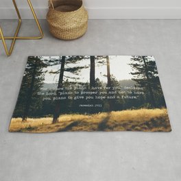 Golden Jeremiah 29:11 Rug | Hope, Forest, Positive, Bibleverse, Graphicdesign, Saying, Jesus, Nature, Quote, Woods 