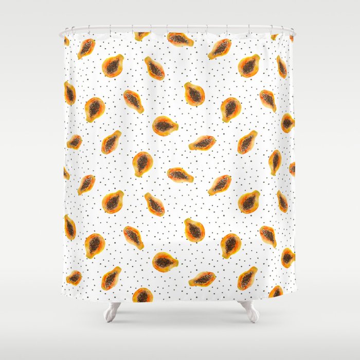Papaya vibes || watercolor Shower Curtain