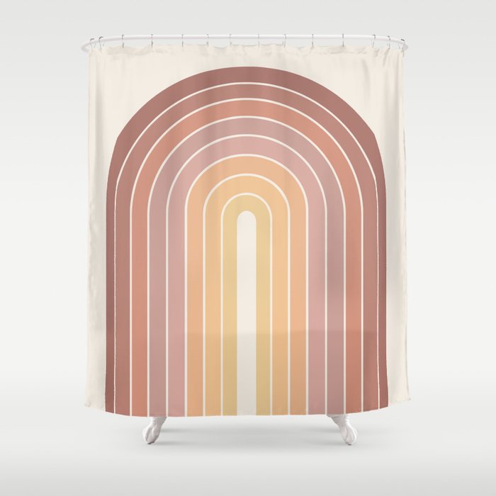Gradient Arch VII Earthy Pastel Mid Century Modern Rainbow Shower Curtain