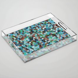 Green, Blue, Brown Colorful Hexagon Design  Acrylic Tray