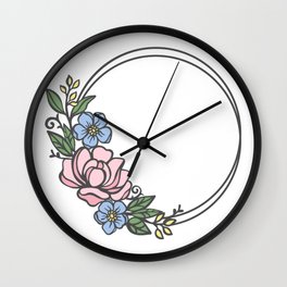 ROSE PATTERN Floral Wedding Seamless Vector Illustration Wall Clock