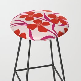 Red and Pink Floral Pattern Bar Stool