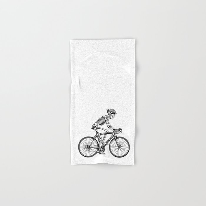 Human skeleton riding racing bicycle Hand & Bath Towel