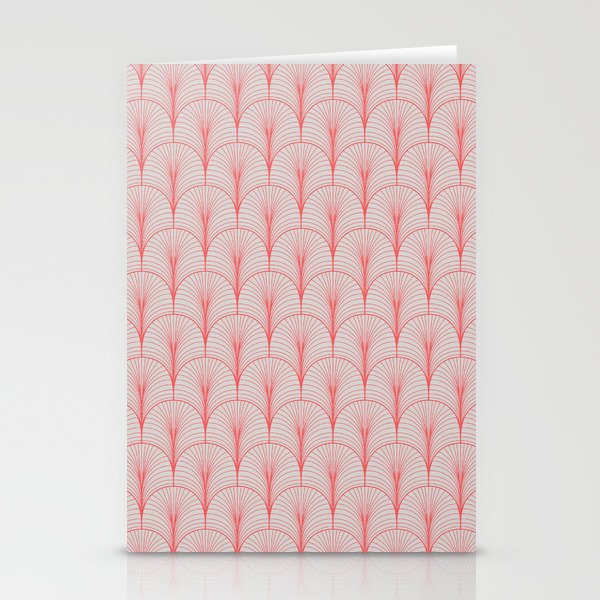 Gray Red Art Deco Arch Pattern Stationery Cards