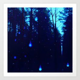 A Blue Night in the Forest Art Print