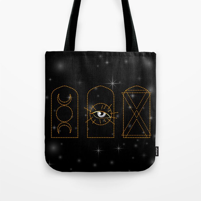 Minimal mystic arches with illuminati and triple moon symbols Tote Bag