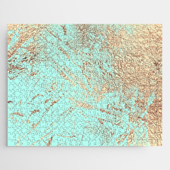 Elegant Abstract Mint Green Gold Foil Pattern Jigsaw Puzzle