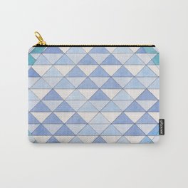 Triangle Pattern No. 9 Shifting Blue and Turquoise Carry-All Pouch | Minimalism, Blue, Patterart, Triangles, Painting, Geometric, Light, Abstract, Turquoise, Pattern 