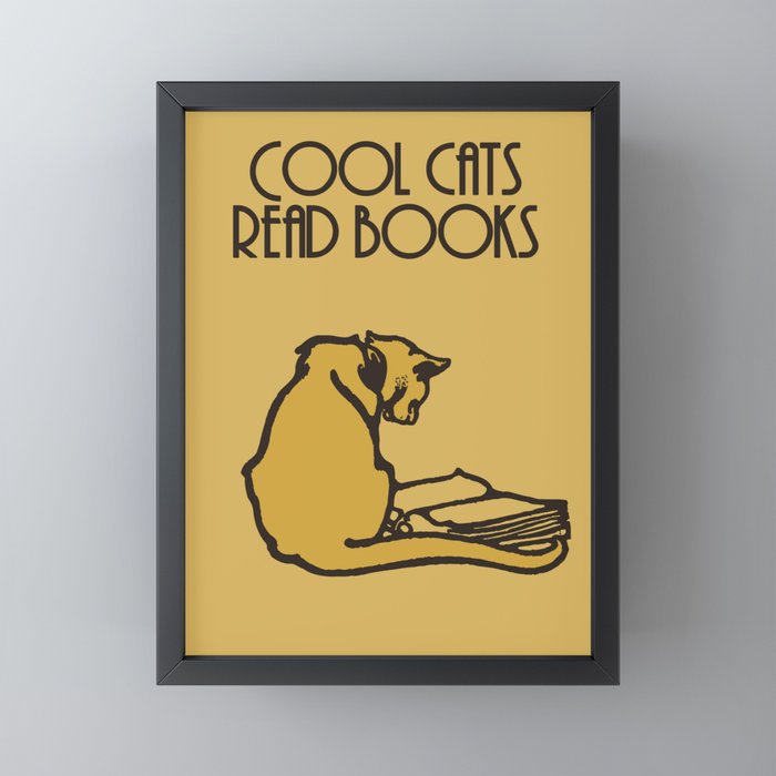 Cool cats read books Framed Mini Art Print