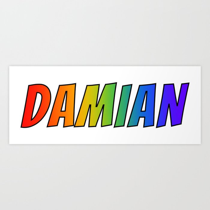 "DAMIAN" First Name Rainbow Spectrum Gradient Colors Pattern Art Print
