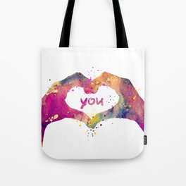 Heart Watercolor Art Print Love Hands Valentine's Day Tote Bag
