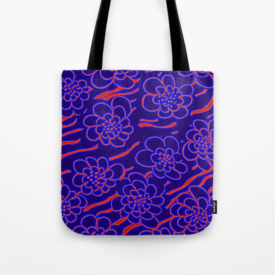 Flowers in blue Tote Bag