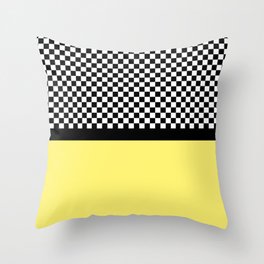 Mid Century Modern Eames Era Checkerboard Pattern Yellow Throw Pillow