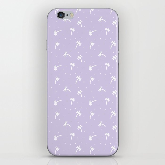 Lilac And White Doodle Palm Tree Pattern iPhone Skin