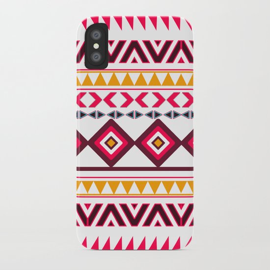 Pink Orange Bright Andes Abstract Aztec Pattern iPhone Case