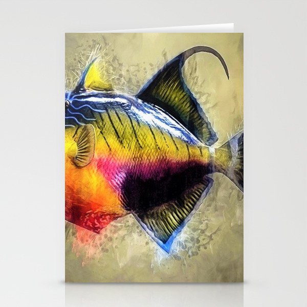 Great Barrier Reef Trigger Fish Marine Portrait Stationery Cards