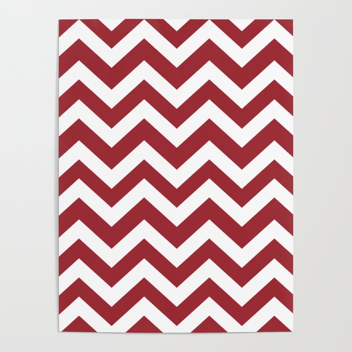 Japanese carmine - red color - Zigzag Chevron Pattern Poster