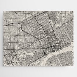 Detroit, Michigan - Black and White City Map - USA - Aesthetic Jigsaw Puzzle