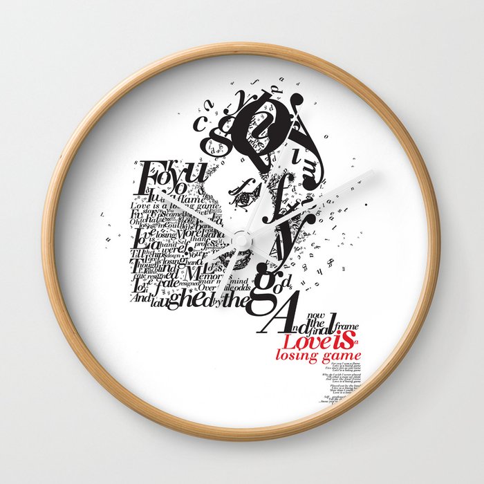 typographic amy Back To Black Wall Clock