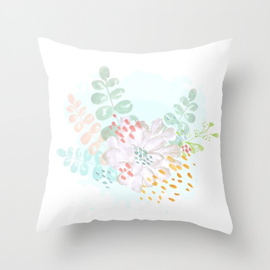 Paint splatter flower Throw Pillow