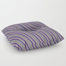 [ Thumbnail: Gray, Dark Salmon, and Dark Blue Colored Lines Pattern Floor Pillow ]