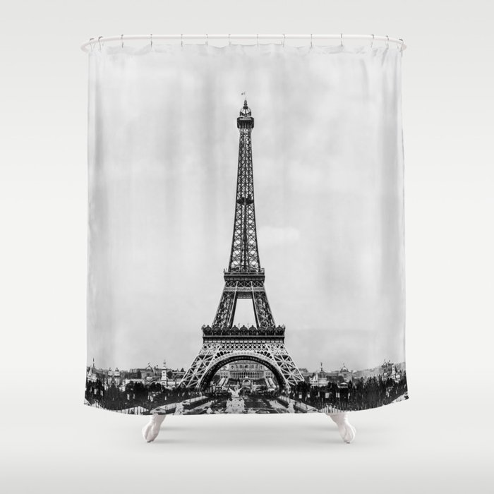 Eiffel tower in B&W with painterly effect Shower Curtain