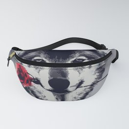 The Wolf With a Rose & Mountains Fanny Pack