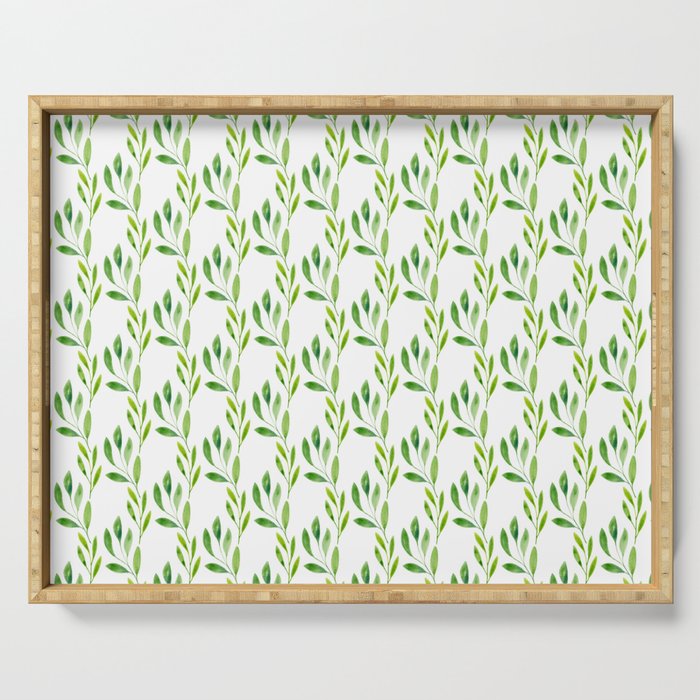 green watercolor vines Serving Tray