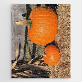 Pumpkins on Hay Bale Jigsaw Puzzle