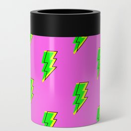 Pink and Green Retro Lightning Bolt Pattern Can Cooler