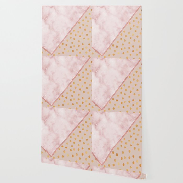 Sivec Rosa Marble Golden Polka Dots Wallpaper By Marbleco Society6