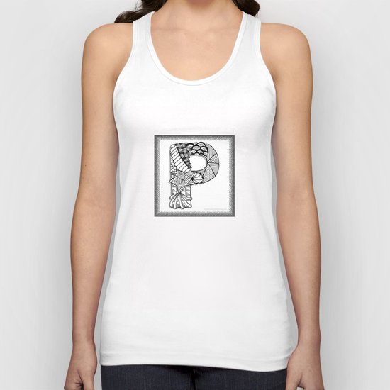 Zentangle P Monogram Alphabet Illustration Unisex Tank Top