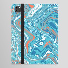 Blue, Orange and White Liquid Swirl iPad Folio Case