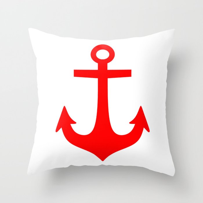 Anchor (Red & White) Throw Pillow