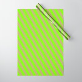 [ Thumbnail: Chartreuse and Dark Khaki Colored Lined Pattern Wrapping Paper ]