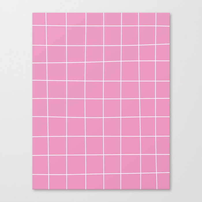 Hand Drawn Grid Hot Pink Canvas Print