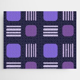 Mid-Century Modern Squares Lines Purple Jigsaw Puzzle