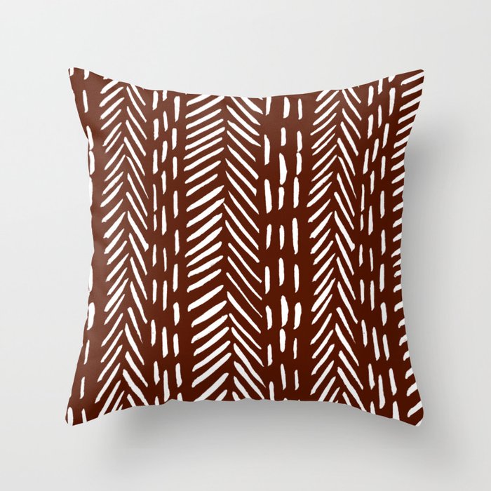 Abstract herringbone pattern burgundy Throw Pillow by Wackapacka